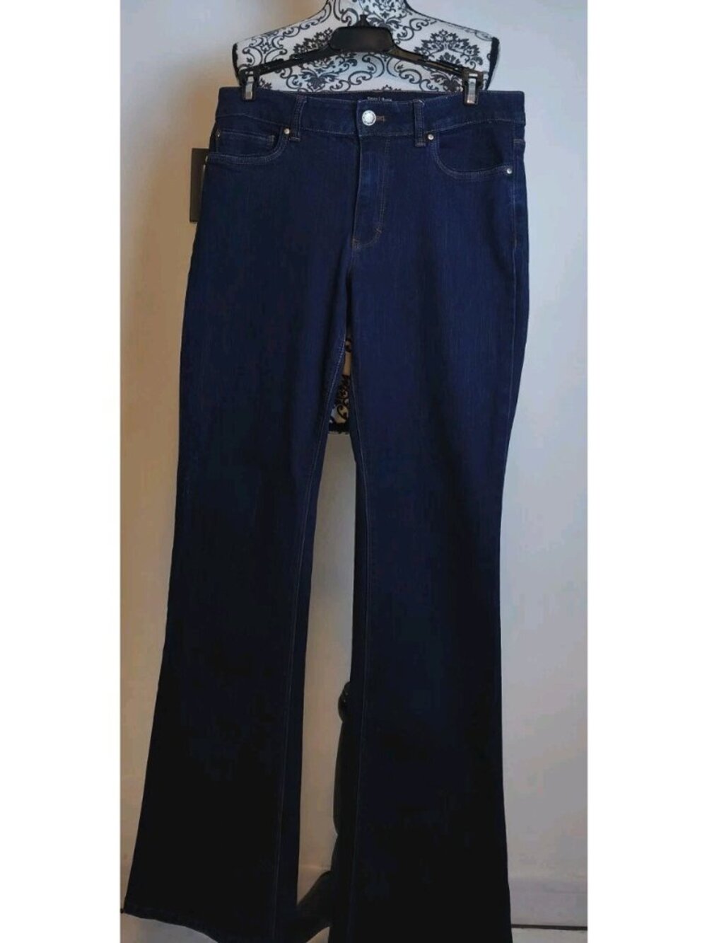 White House Black Market Skinny Flare Jeans Womens 8R Dark Wash Stretch Denim